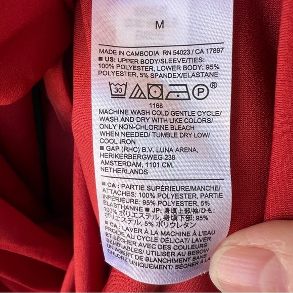 BANANA REPUBLIC Y2K V-NECK TIE BACK TOP FLUTTER SLEEVES BRICK RED SZ MEDIUM NWT - Picture 6 of 8